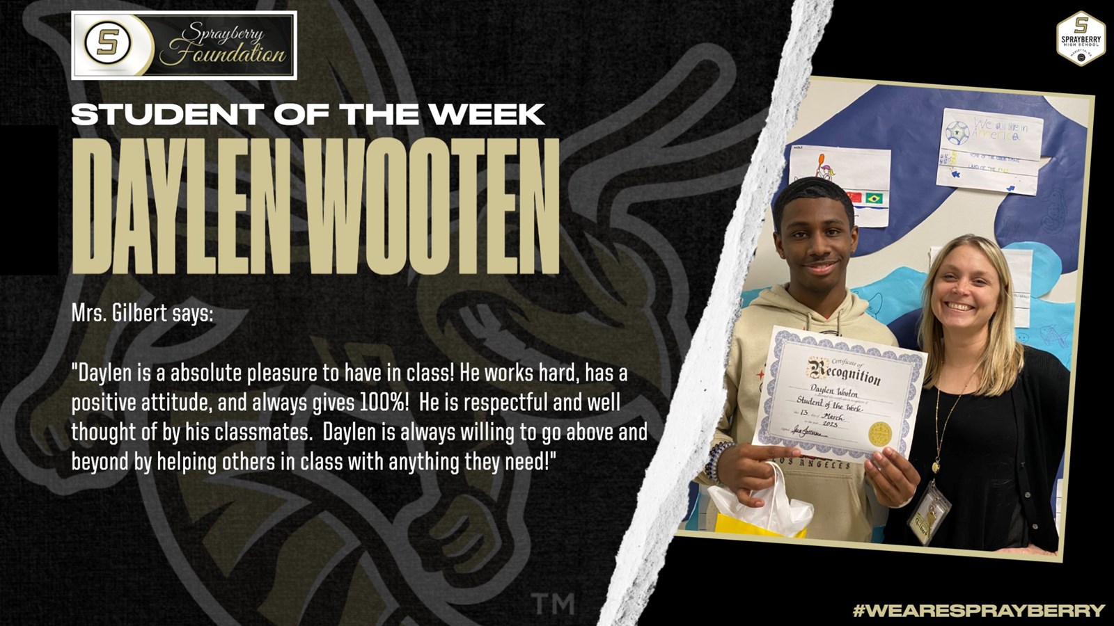 Student of the Week | March 13-17, 2023 | Sprayberry High School